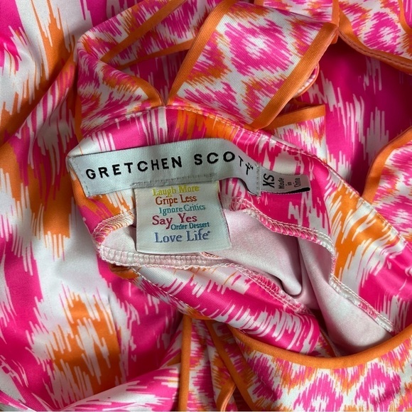 GRETCHEN SCOTT Isosceles Kitt Ikat Cutout Dress XS Pink Orange - Picture 9 of 12